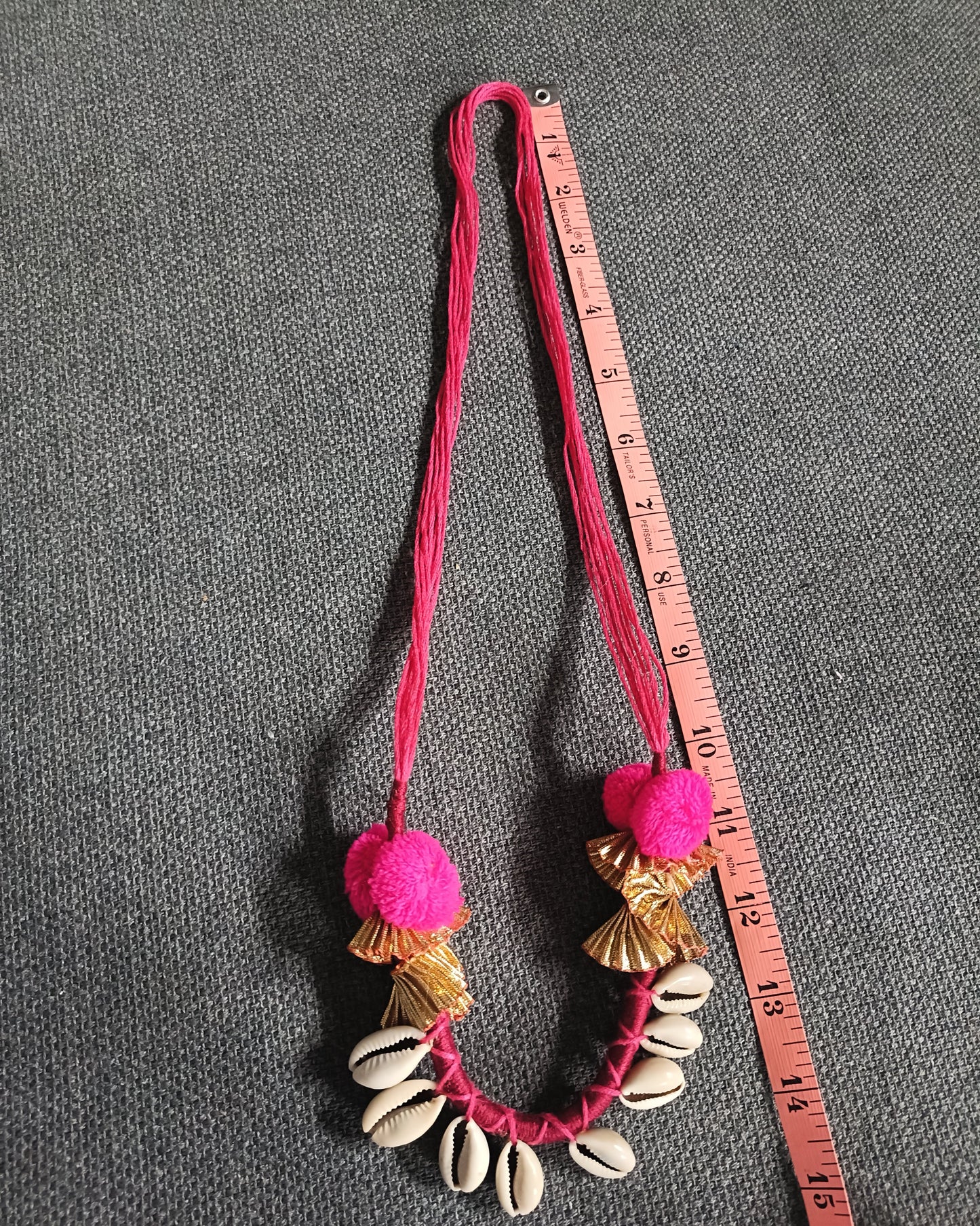 Handcrafted Shell & Pom Pom Necklace – Boho Tribal Statement Jewelry