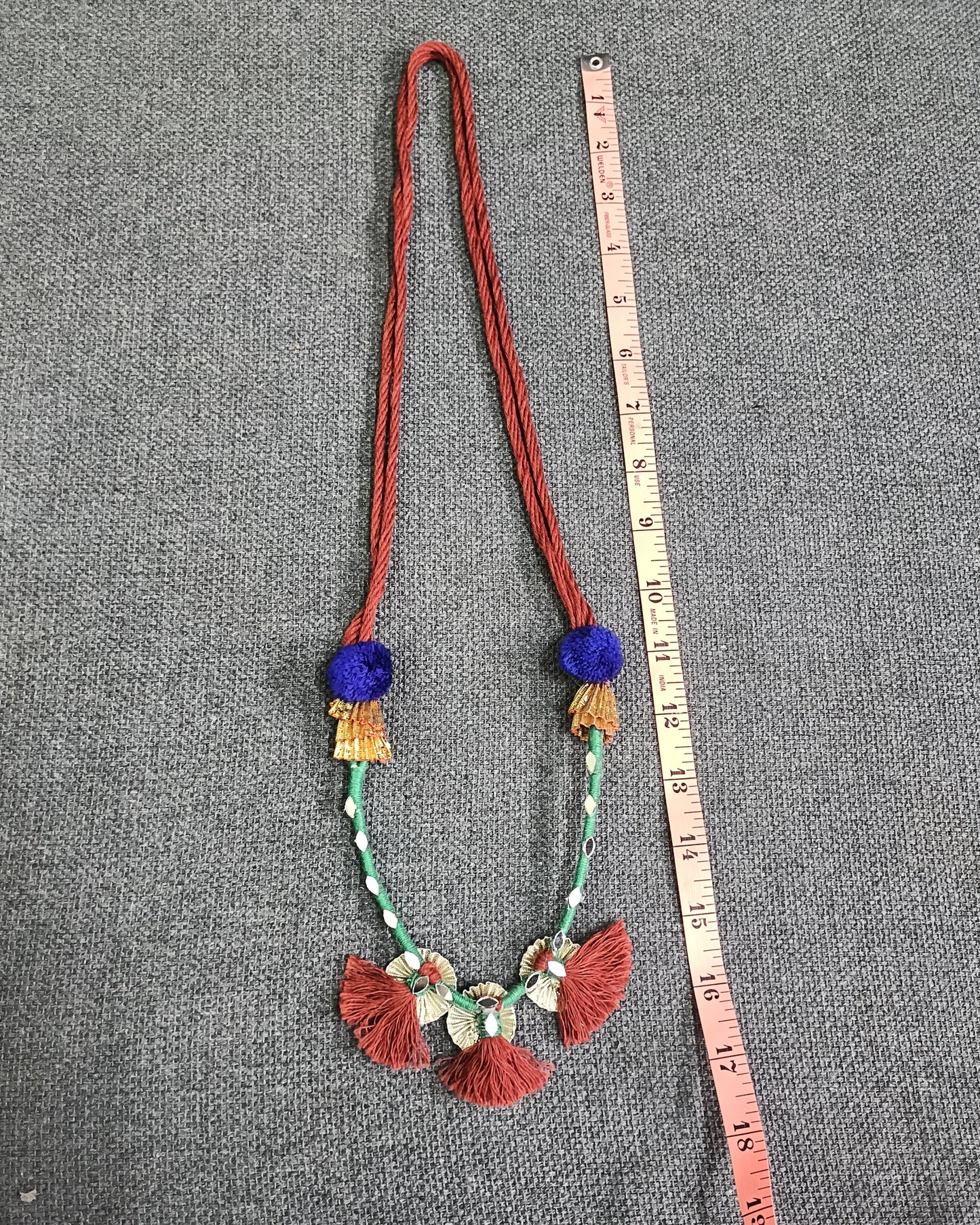 Handmade Boho Tassel Necklace with Pom-Poms – Ethnic Statement Jewellery