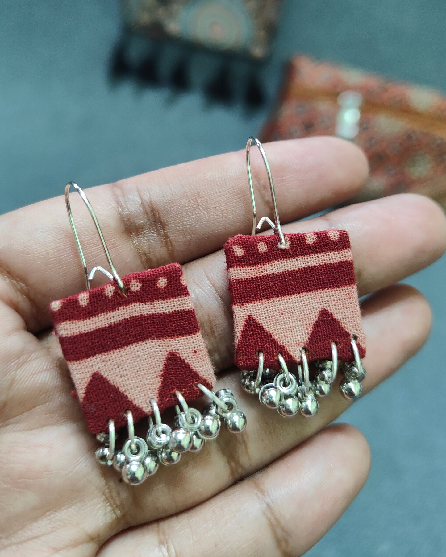 Handcrafted Ajrakh Combo – Sling, Pouch & Earrings | Lakshira