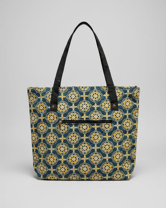Ajrakh Mashru Silk Tote Bag – Handcrafted & Sustainable