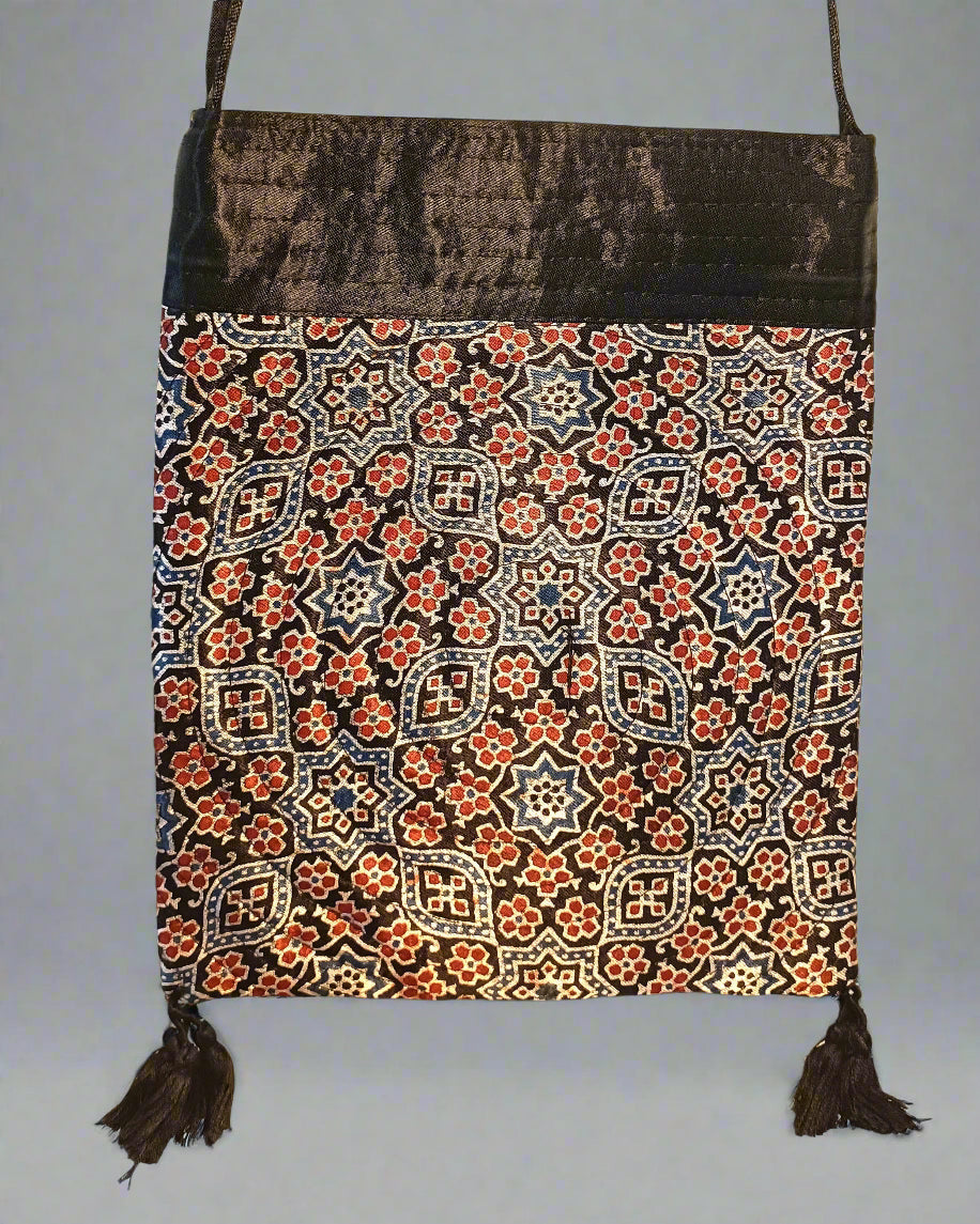 Ajrakh Mashru Silk Sling Bag – Handcrafted & Sustainable