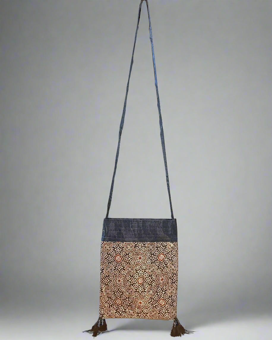Ajrakh Mashru Silk Sling Bag – Handcrafted & Sustainable