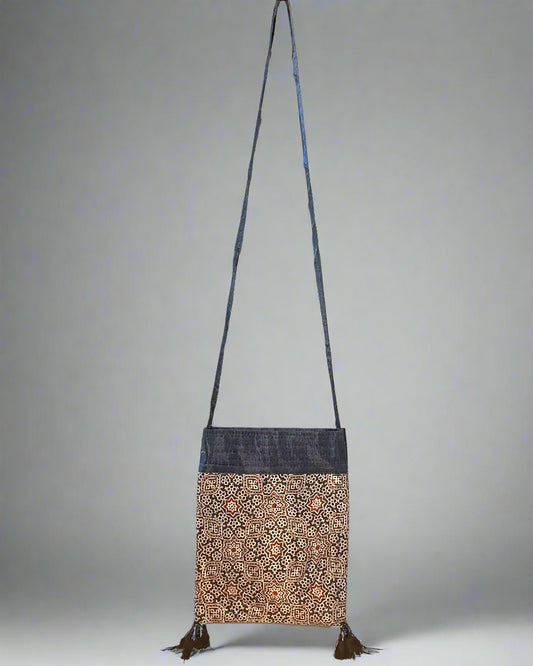 Ajrakh Mashru Silk Sling Bag – Handcrafted & Sustainable