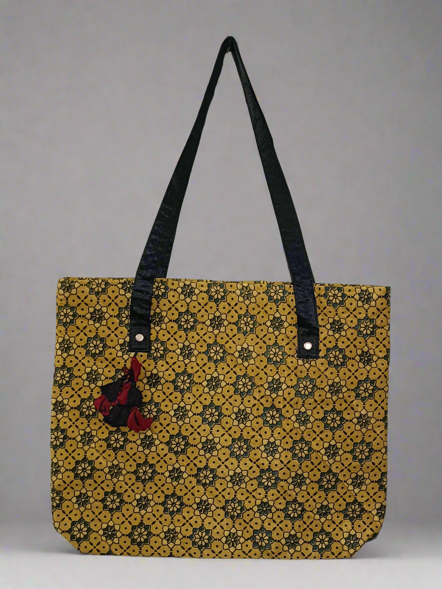 Ajrakh Mashru Silk Tote Bag – Handcrafted & Sustainable
