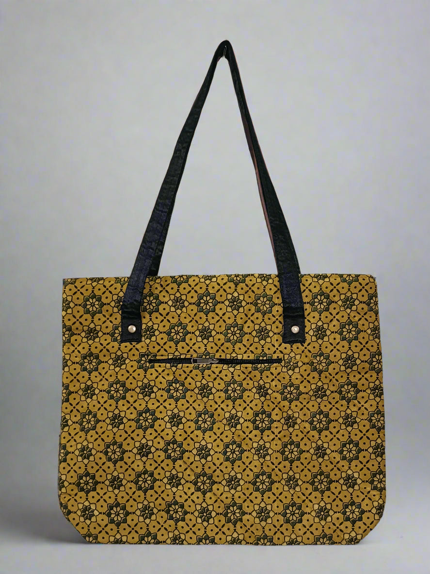 Ajrakh Mashru Silk Tote Bag – Handcrafted & Sustainable