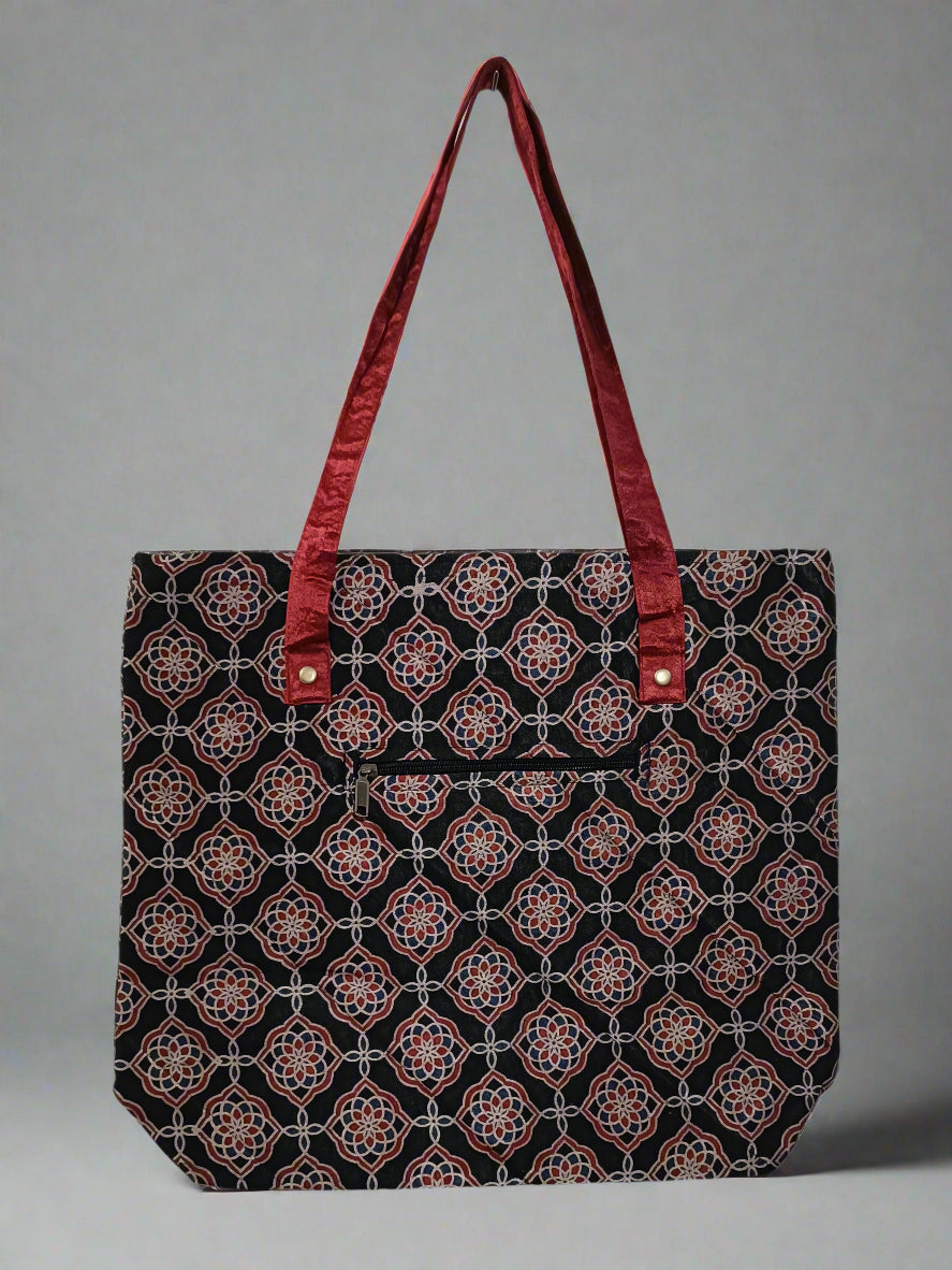 Ajrakh Mashru Silk Tote Bag – Handcrafted & Sustainable