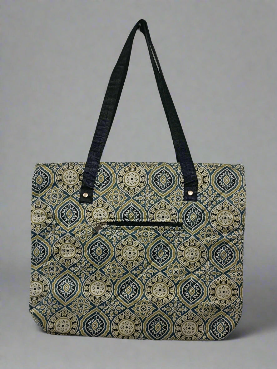 Ajrakh Mashru Silk Tote Bag – Handcrafted & Sustainable