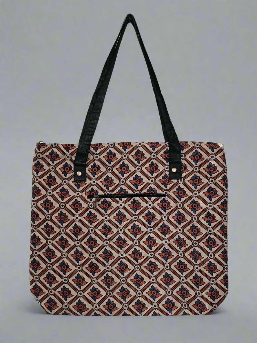 Ajrakh Mashru Silk Tote Bag – Handcrafted & Sustainable