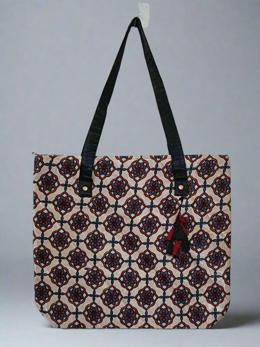 Ajrakh Mashru Silk Tote Bag – Handcrafted & Sustainable