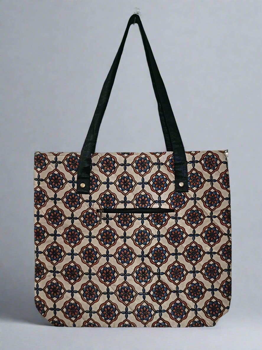 Ajrakh Mashru Silk Tote Bag – Handcrafted & Sustainable