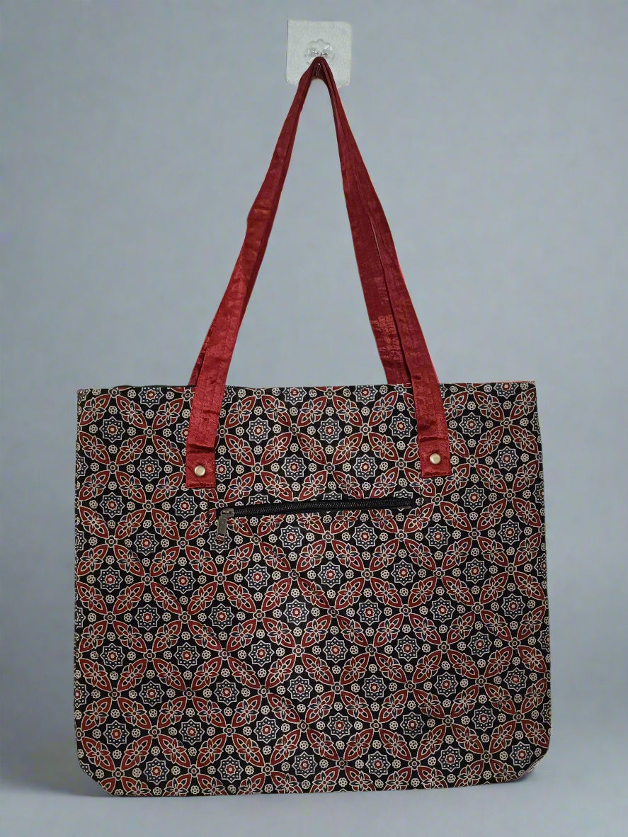 Ajrakh Mashru Silk Tote Bag – Handcrafted & Sustainable