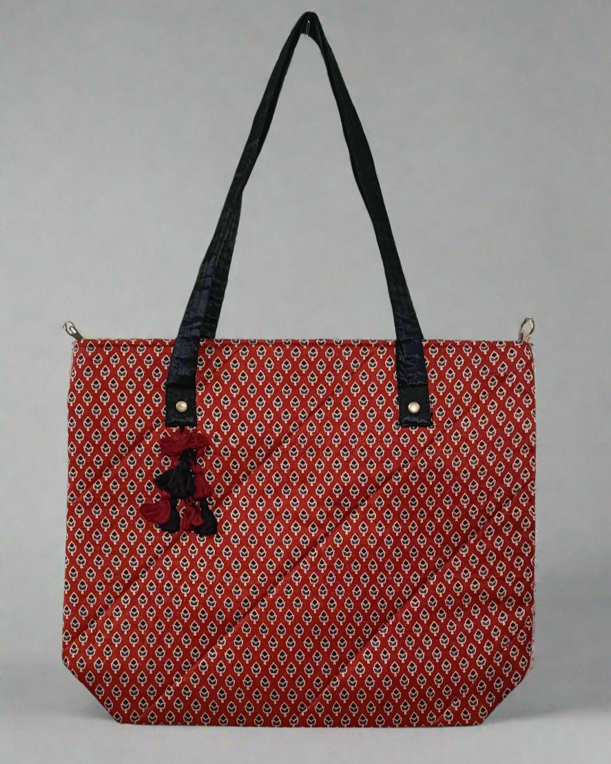 Ajrakh Mashru Silk Tote Bag – Handcrafted & Sustainable