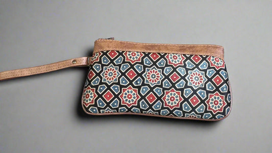 Ajrakh Mashru Silk Pouch – Handcrafted & Sustainable