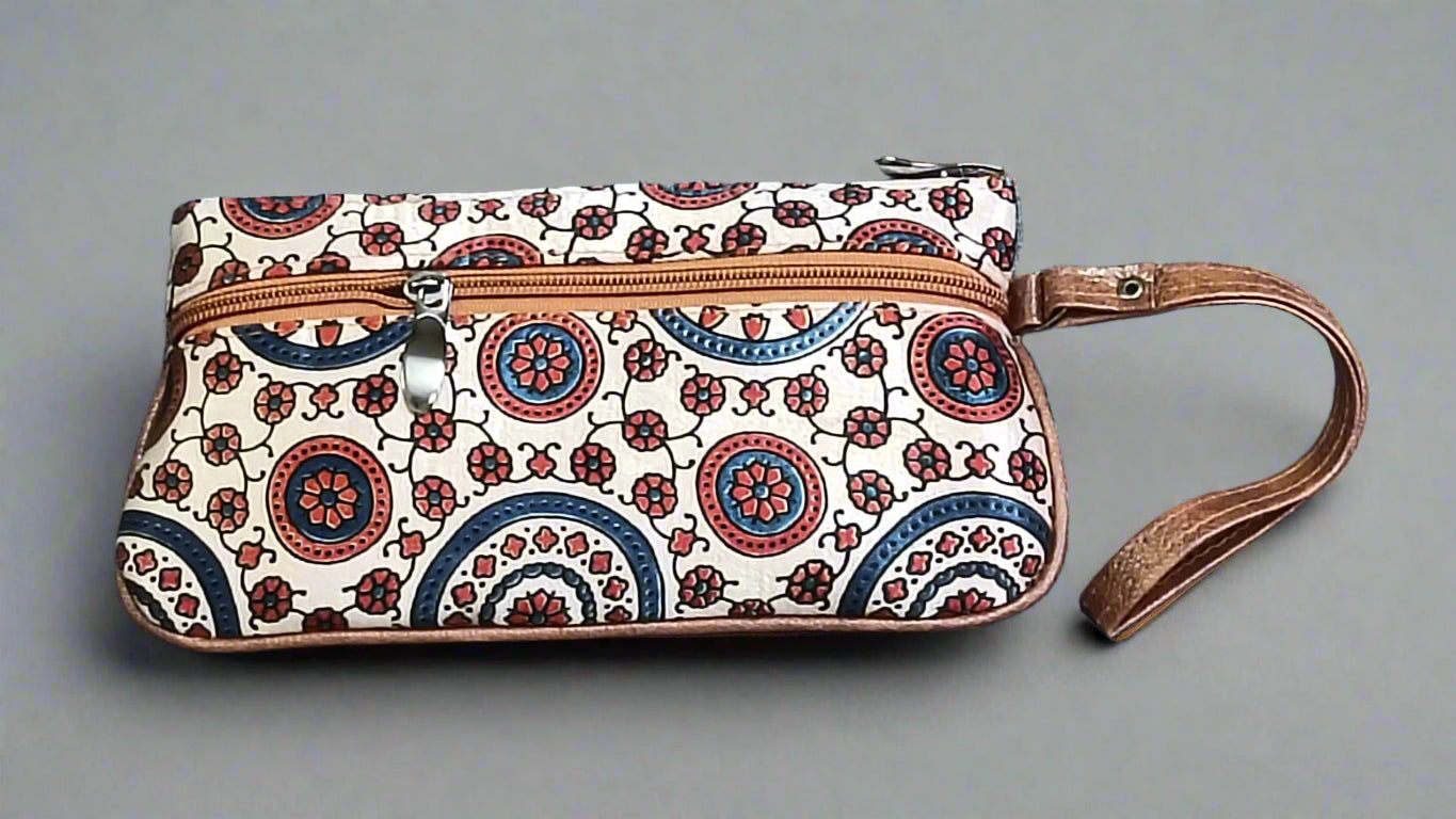 Ajrakh Mashru Silk Pouch – Handcrafted & Sustainable