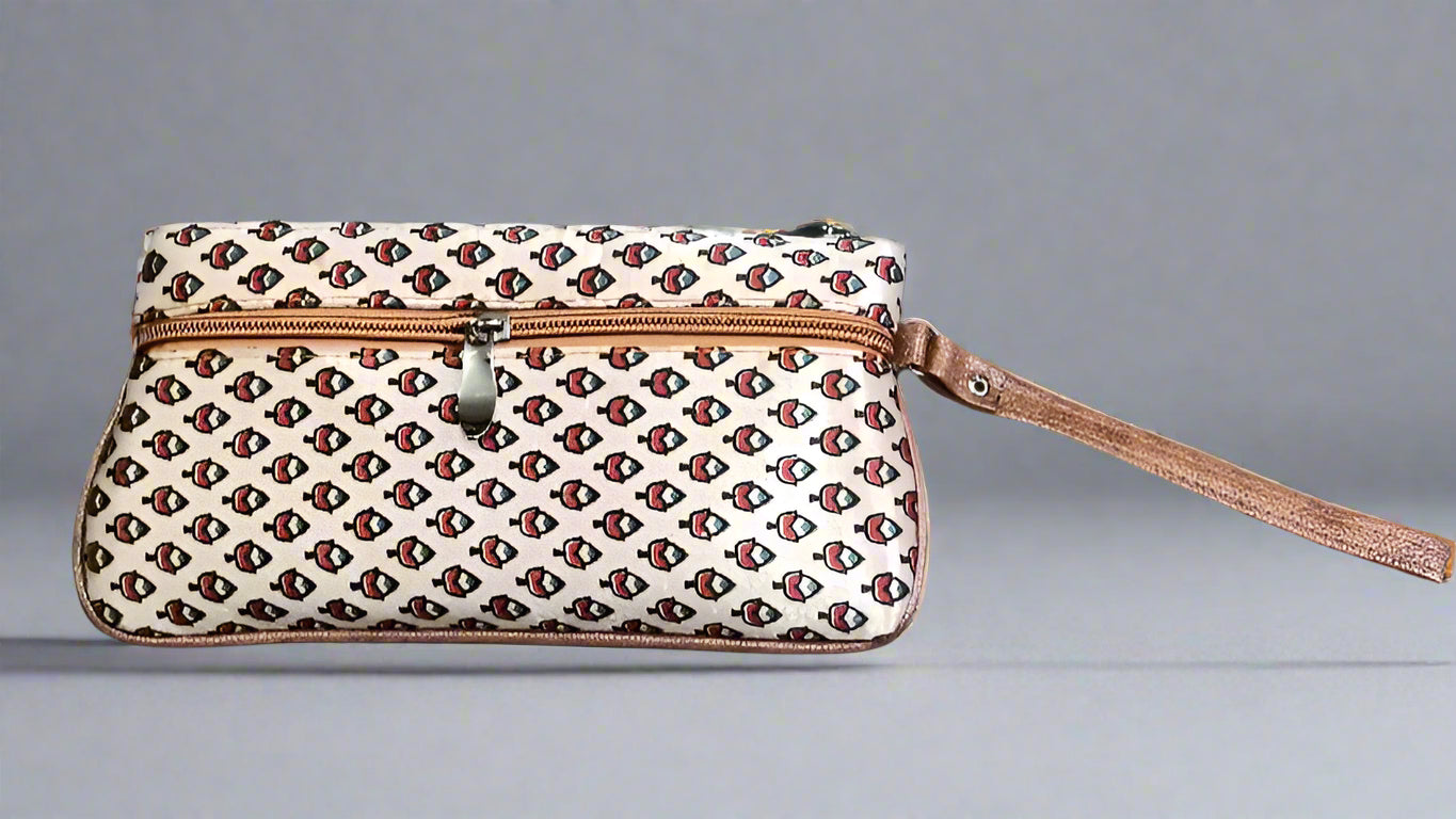 Ajrakh Mashru Silk Pouch – Handcrafted & Sustainable