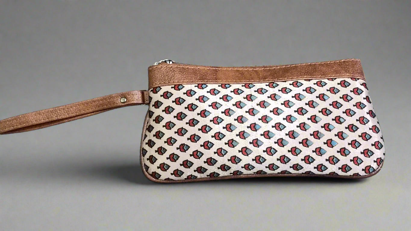 Ajrakh Mashru Silk Pouch – Handcrafted & Sustainable