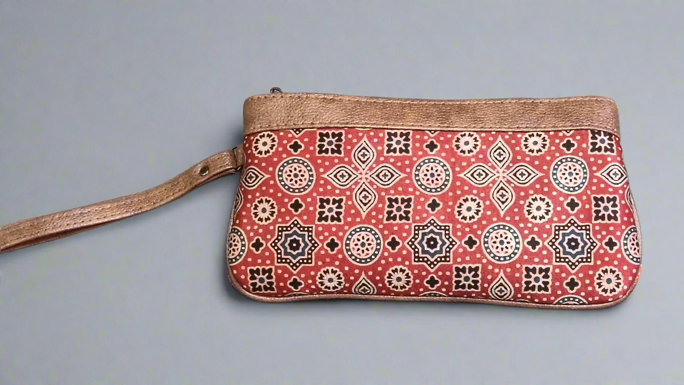 Ajrakh Mashru Silk Pouch – Handcrafted & Sustainable