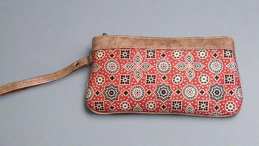 Ajrakh Mashru Silk Pouch – Handcrafted & Sustainable