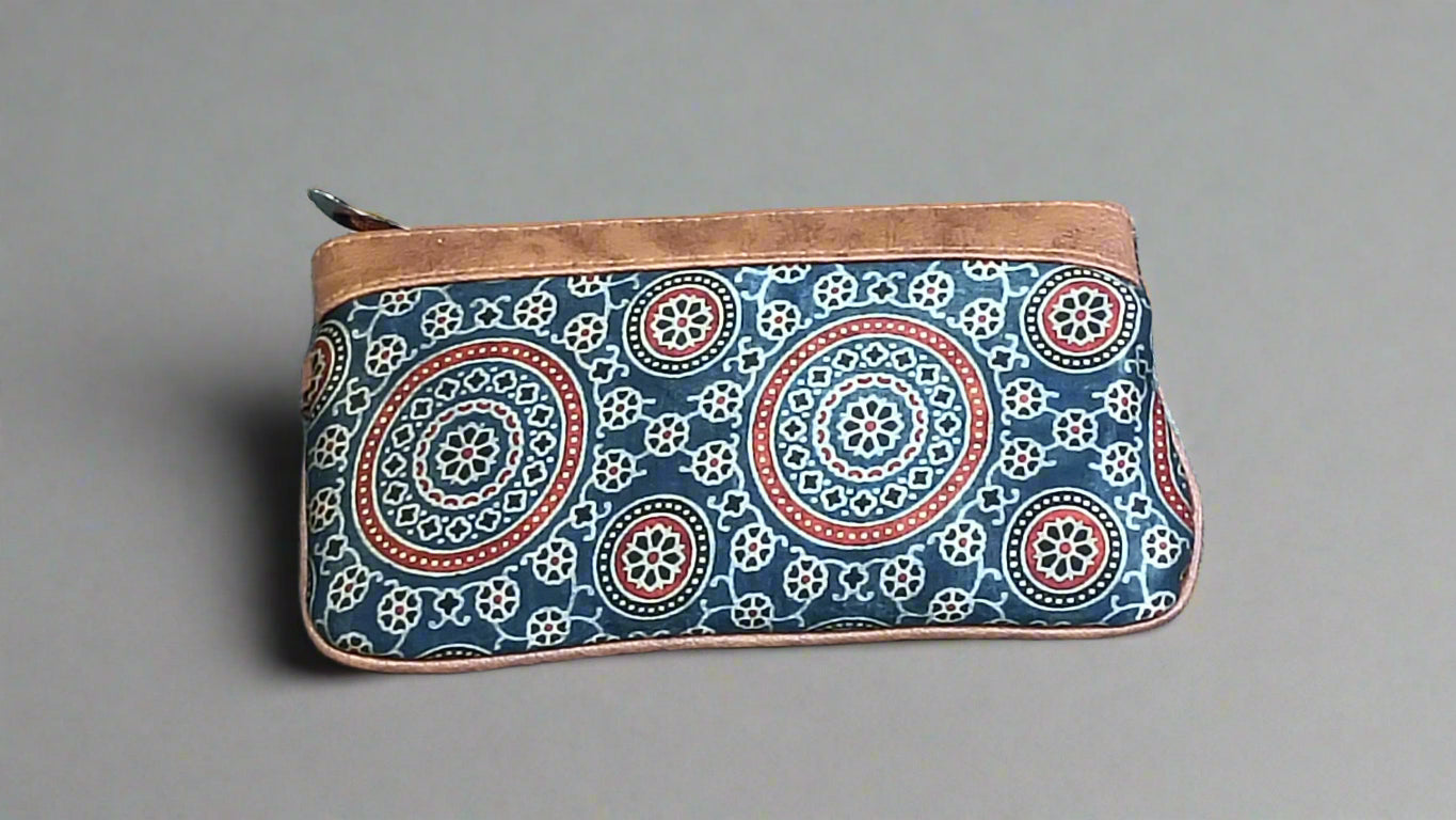 Ajrakh Mashru Silk Pouch – Handcrafted & Sustainable