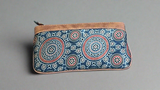 Ajrakh Mashru Silk Pouch – Handcrafted & Sustainable