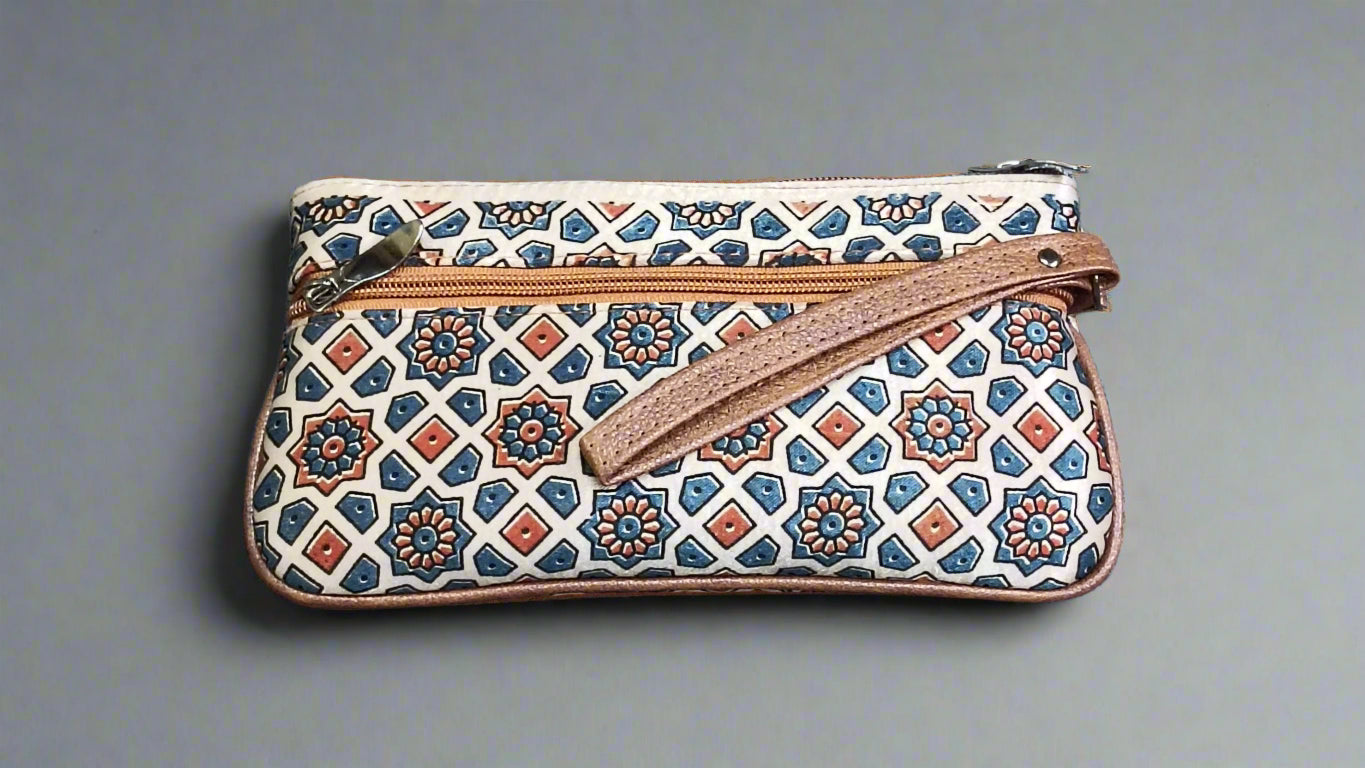Ajrakh Mashru Silk Pouch – Handcrafted & Sustainable