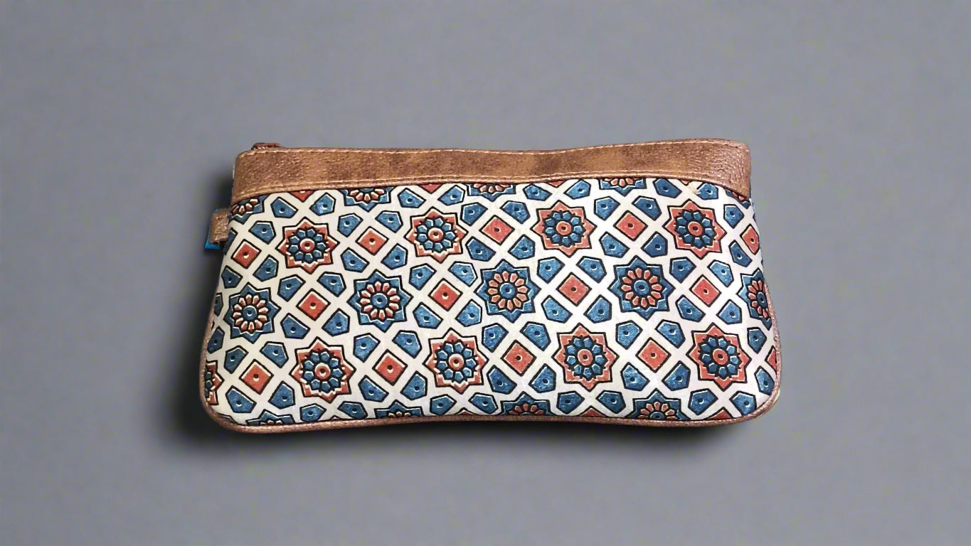 Ajrakh Mashru Silk Pouch – Handcrafted & Sustainable