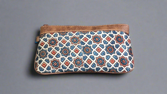 Ajrakh Mashru Silk Pouch – Handcrafted & Sustainable