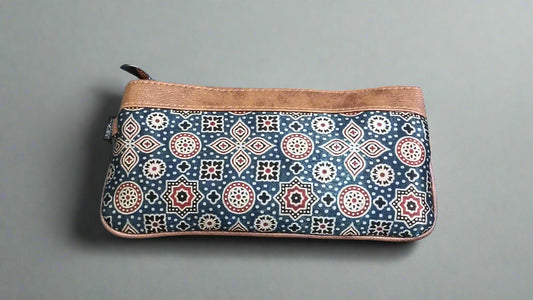 Ajrakh Mashru Silk Pouch – Handcrafted & Sustainable