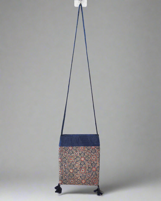 Ajrakh Mashru Silk Sling Bag – Handcrafted & Sustainable