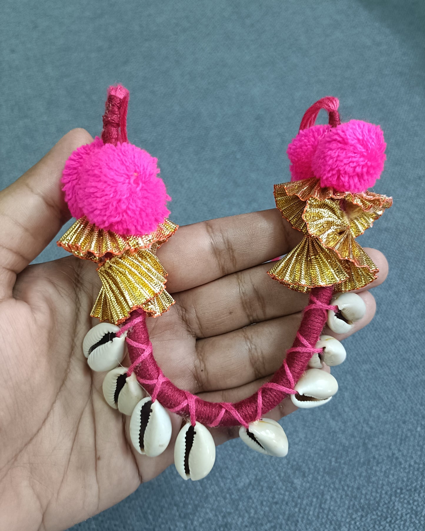 Handcrafted Shell & Pom Pom Necklace – Boho Tribal Statement Jewelry