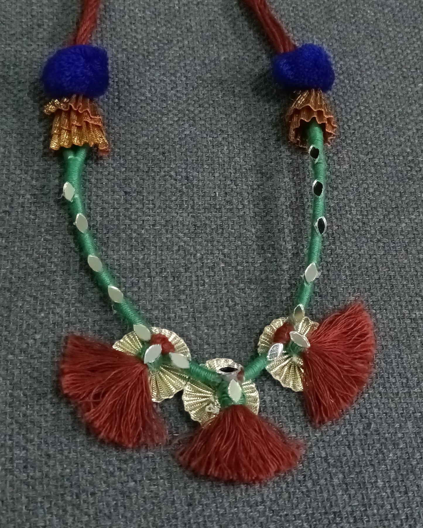 Handmade Boho Tassel Necklace with Pom-Poms – Ethnic Statement Jewellery
