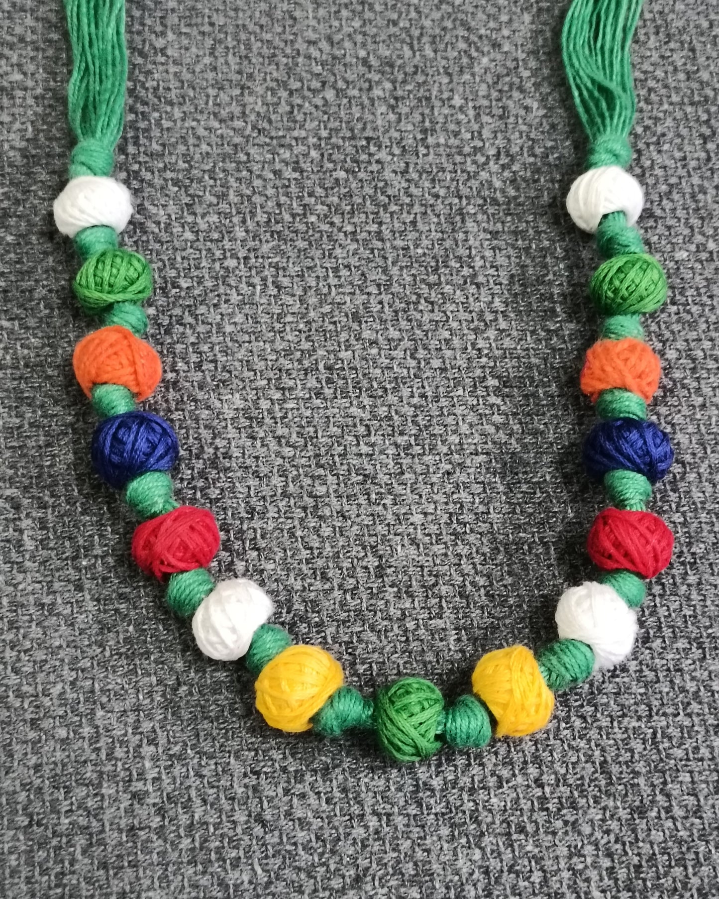 Handmade Multicolor Thread Bead Necklace | Eco-Friendly Boho Jewelry – Lakshira Trends