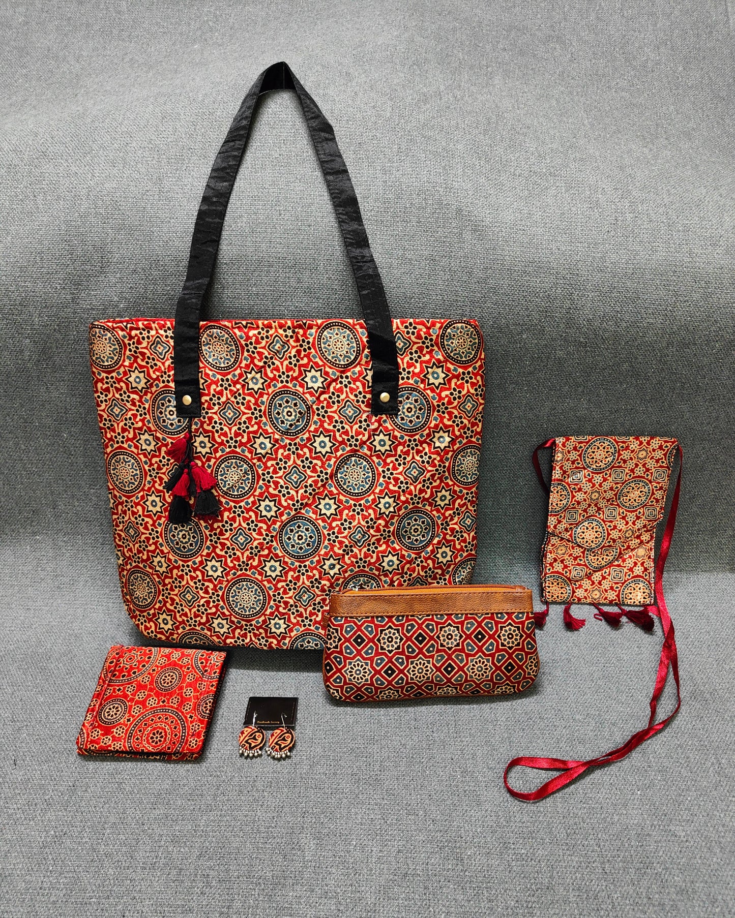 Handcrafted Ajrakh Bag Combo – Ethnic, Eco-Friendly & Festive Gift Set