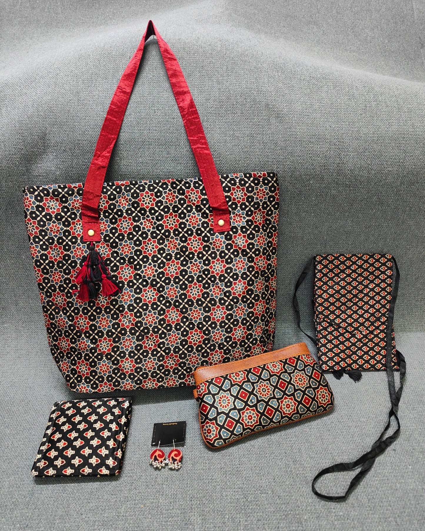 Handcrafted Ajrakh Bag Combo – Ethnic, Eco-Friendly & Festive Gift Set