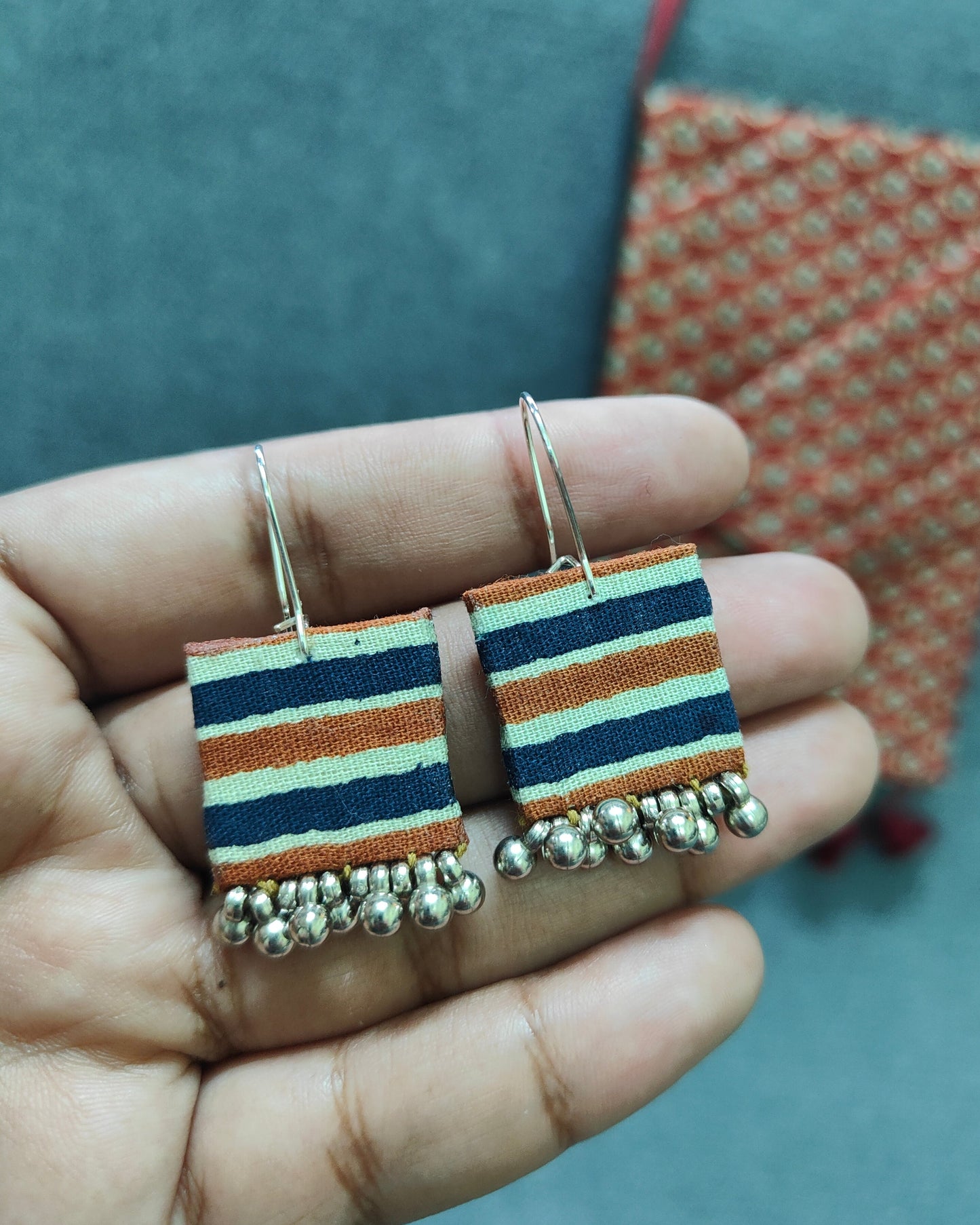 Handcrafted Ajrakh Combo – Sling, Pouch & Earrings | Lakshira