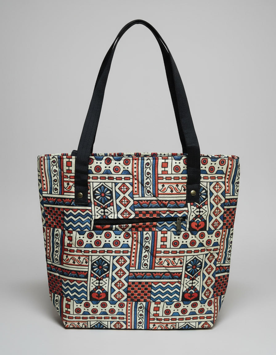Ajrakh Mashru Silk Tote Bag – Handcrafted & Sustainable