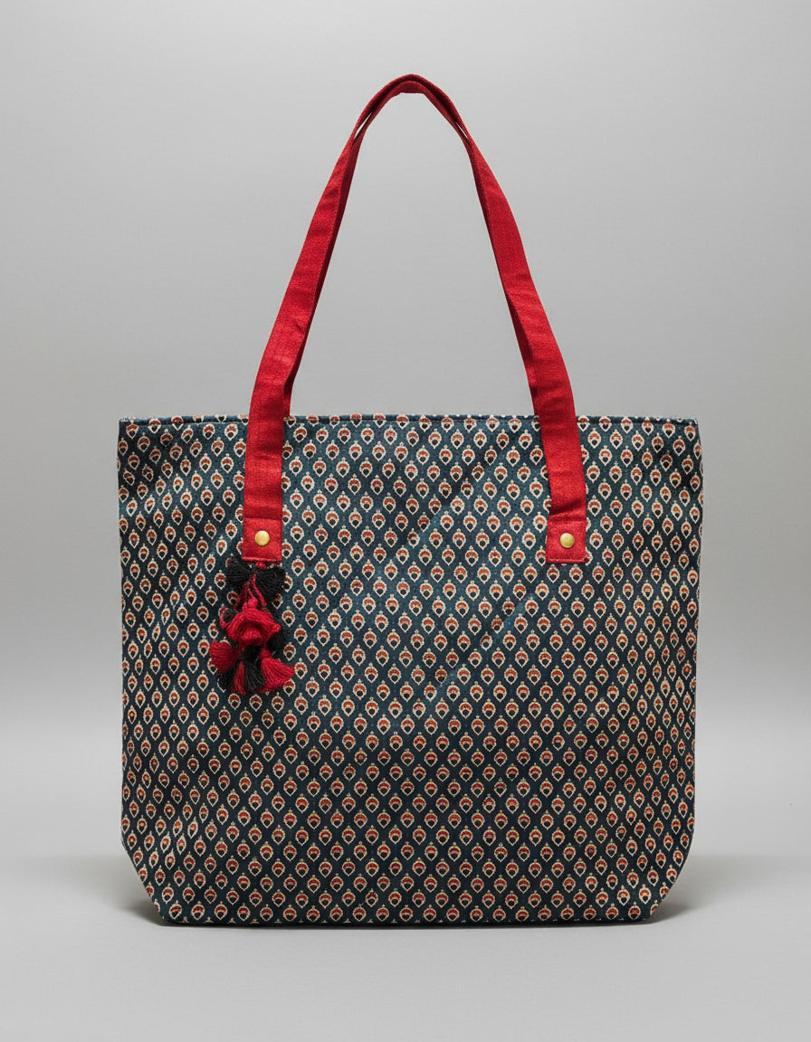 Ajrakh Mashru Silk Tote Bag – Handcrafted & Sustainable