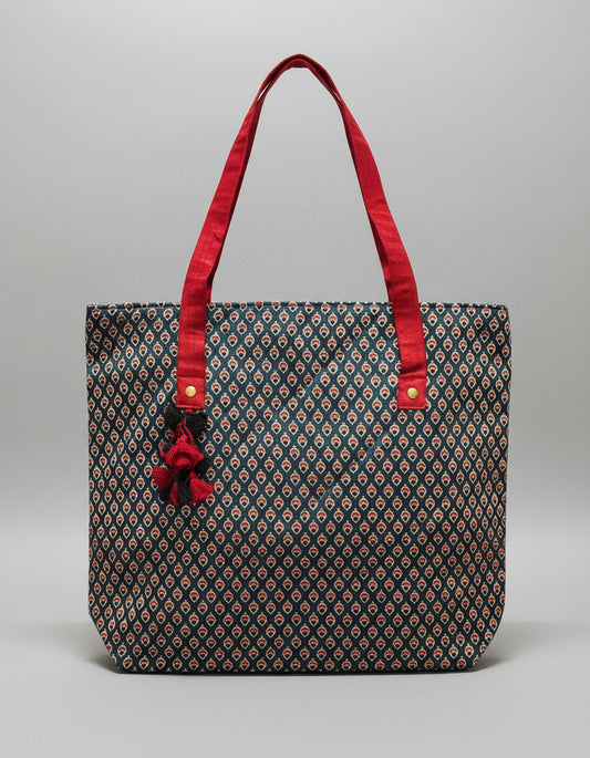Ajrakh Mashru Silk Tote Bag – Handcrafted & Sustainable