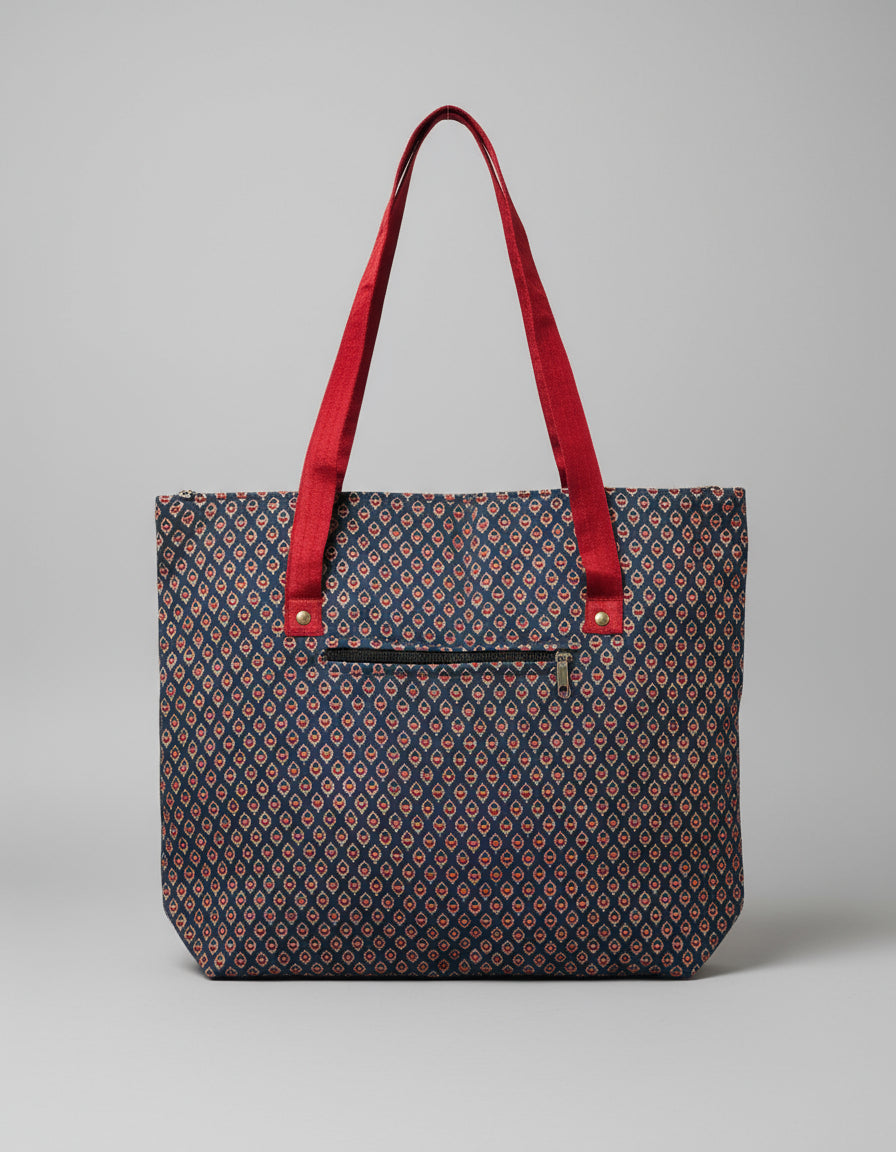 Ajrakh Mashru Silk Tote Bag – Handcrafted & Sustainable