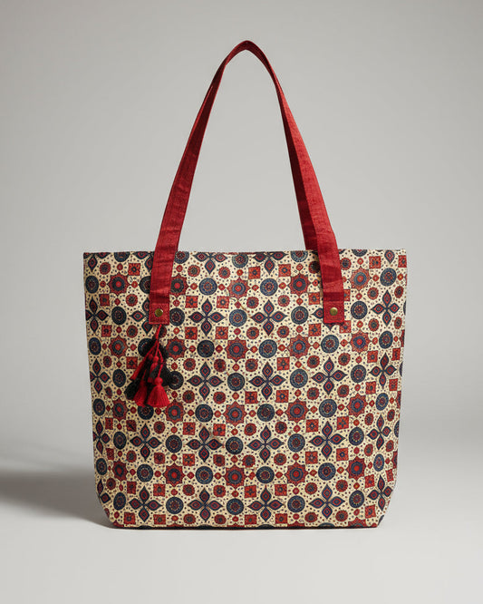 Ajrakh Mashru Silk Tote Bag – Handcrafted & Sustainable