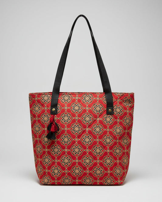 Ajrakh Mashru Silk Tote Bag – Handcrafted & Sustainable