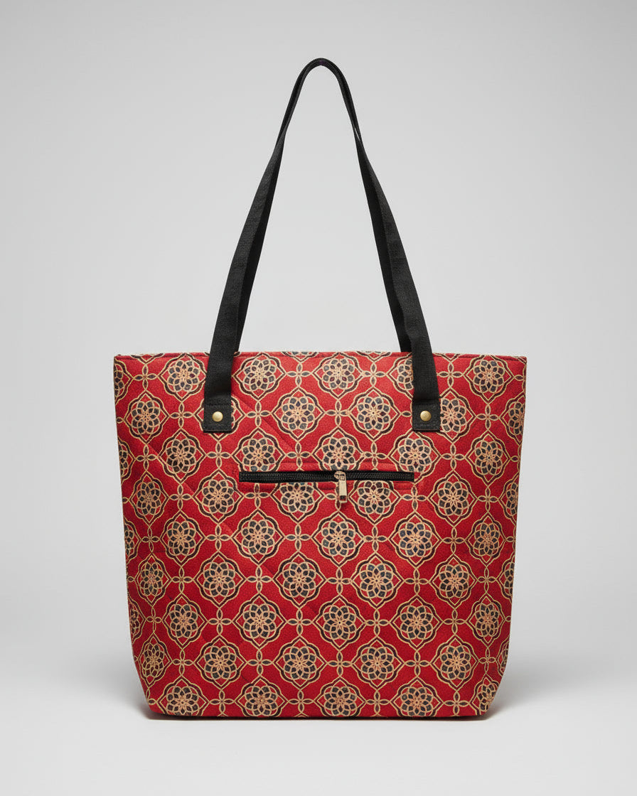 Ajrakh Mashru Silk Tote Bag – Handcrafted & Sustainable