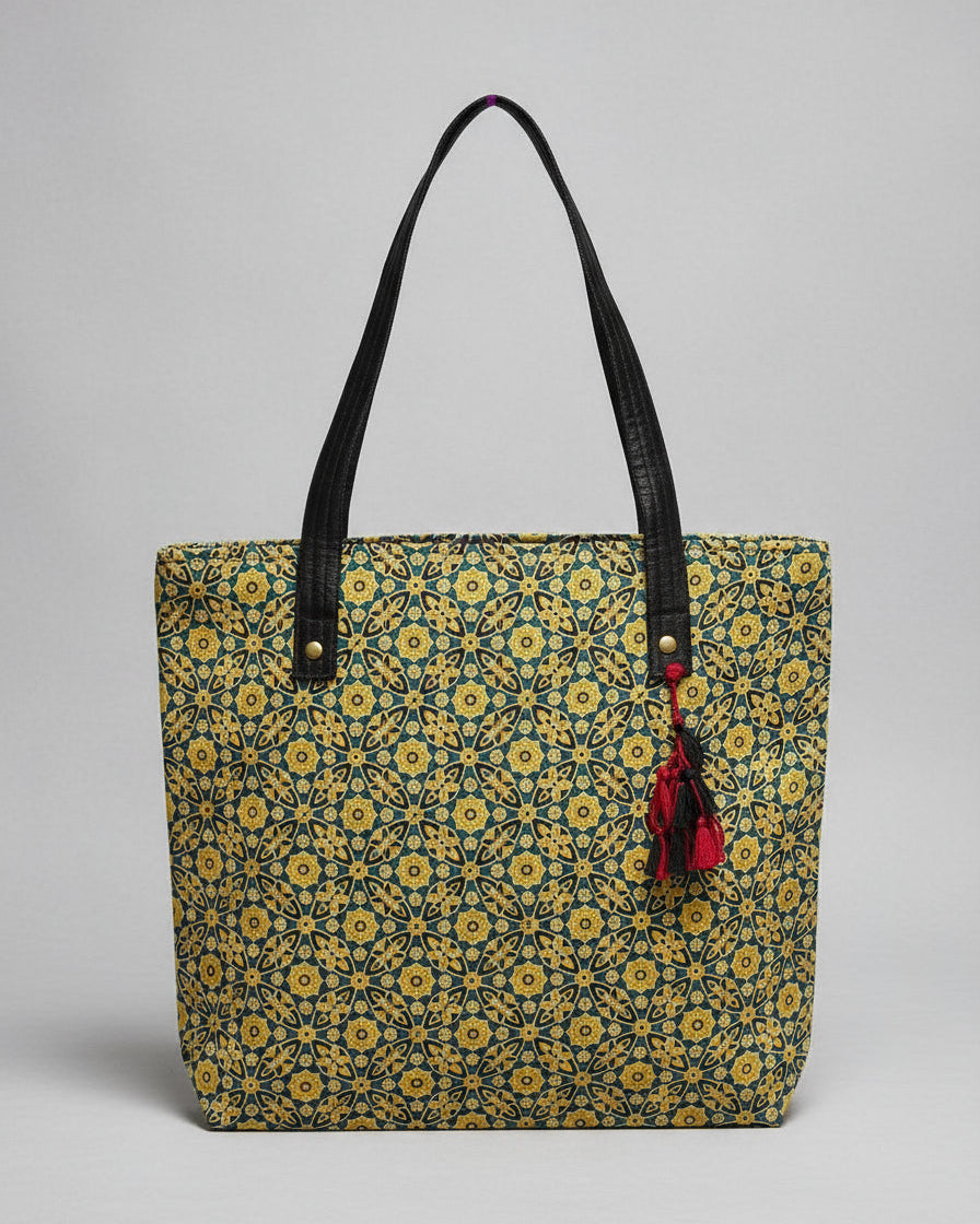 Ajrakh Mashru Silk Tote Bag – Handcrafted & Sustainable