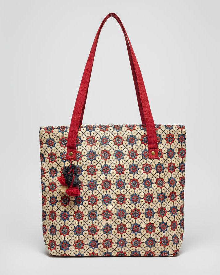 Ajrakh Mashru Silk Tote Bag – Handcrafted & Sustainable