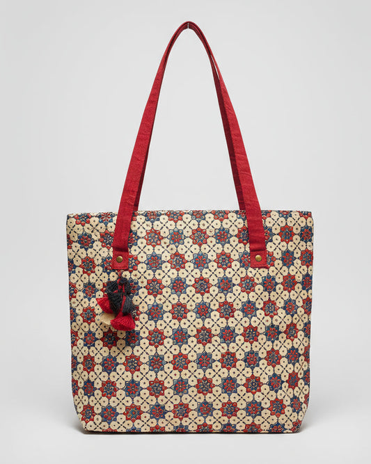 Ajrakh Mashru Silk Tote Bag – Handcrafted & Sustainable