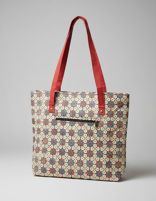 Ajrakh Mashru Silk Tote Bag – Handcrafted & Sustainable